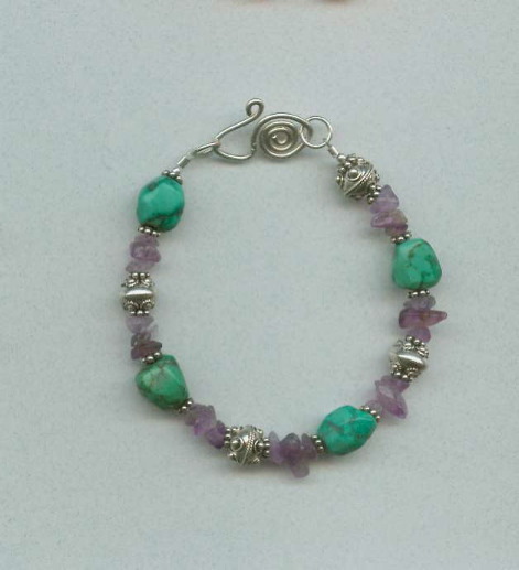 turquoise, amethyst, and bali silver