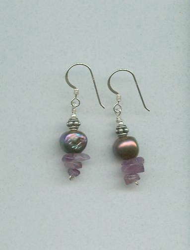 peacock pearls and amethyst