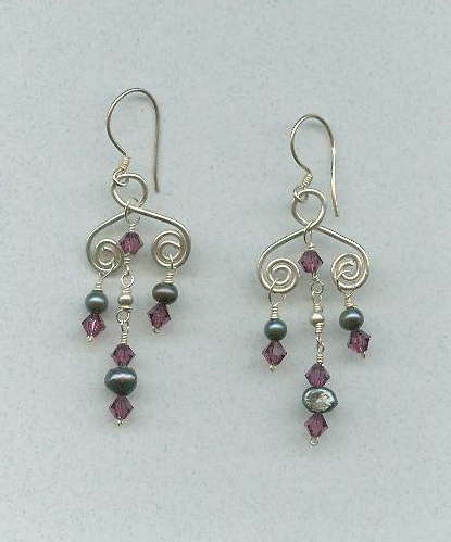 peacock pearl and amethyst crystal swirls