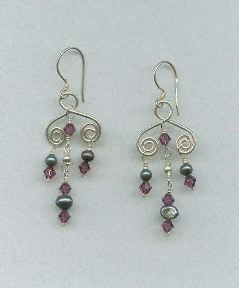 peacock pearl and amethyst crystal swirls