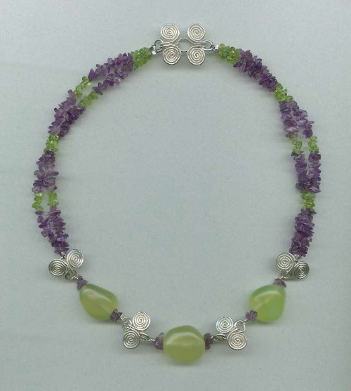chalcedony, amethyst, periodot