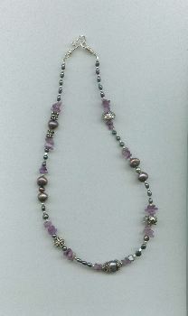 amethyst, silver and pearls