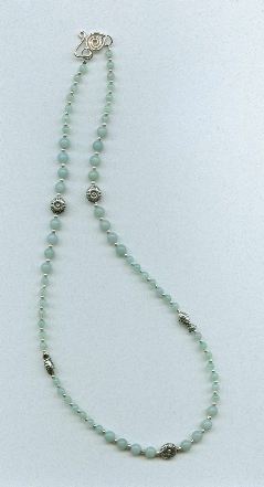 silver shells, fish, and amazonite beads