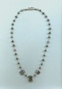 wire-wrapped paua shells and pearls